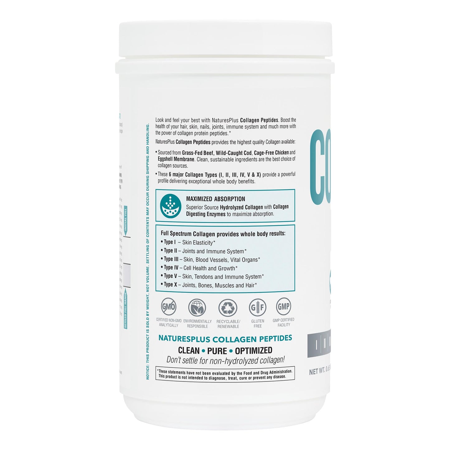 Collagen Peptides Unflavored 0.65lbs by NaturesPlus®