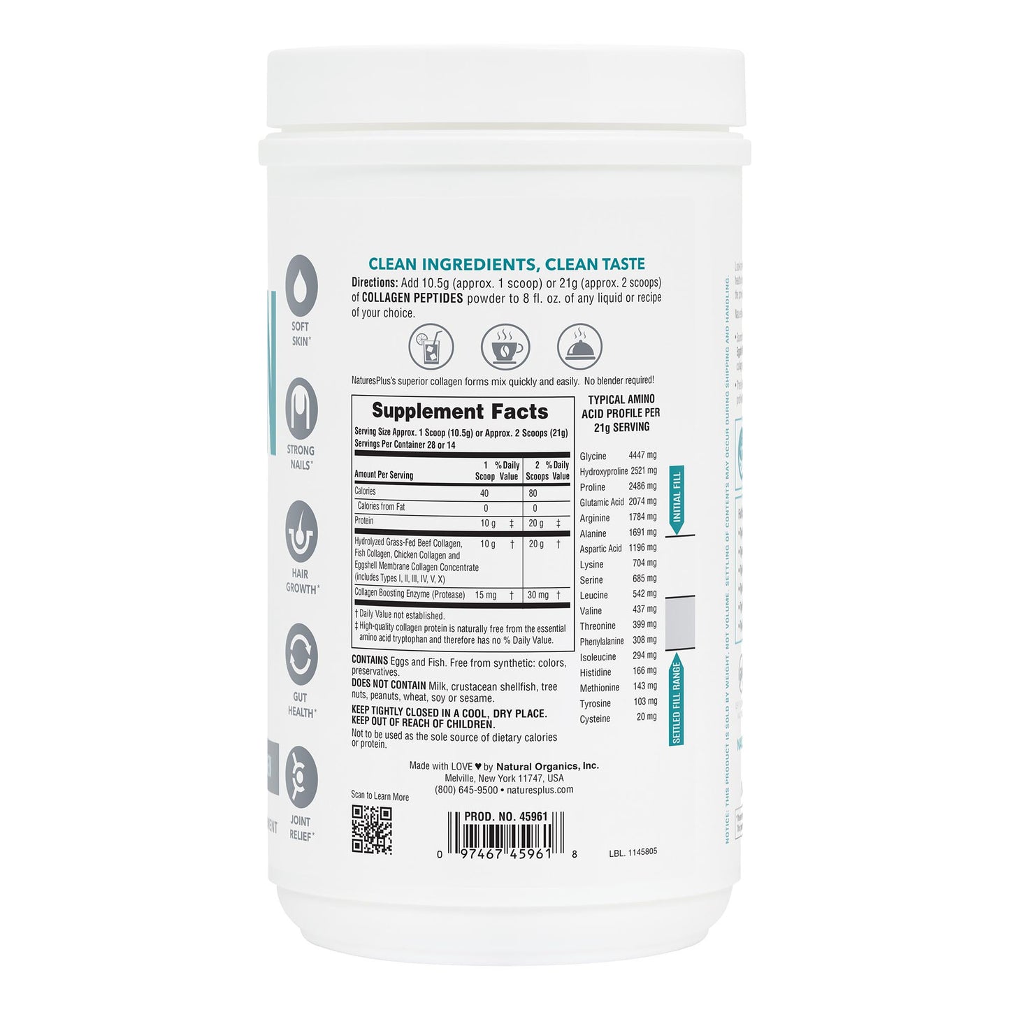 Collagen Peptides Unflavored 0.65lbs by NaturesPlus®