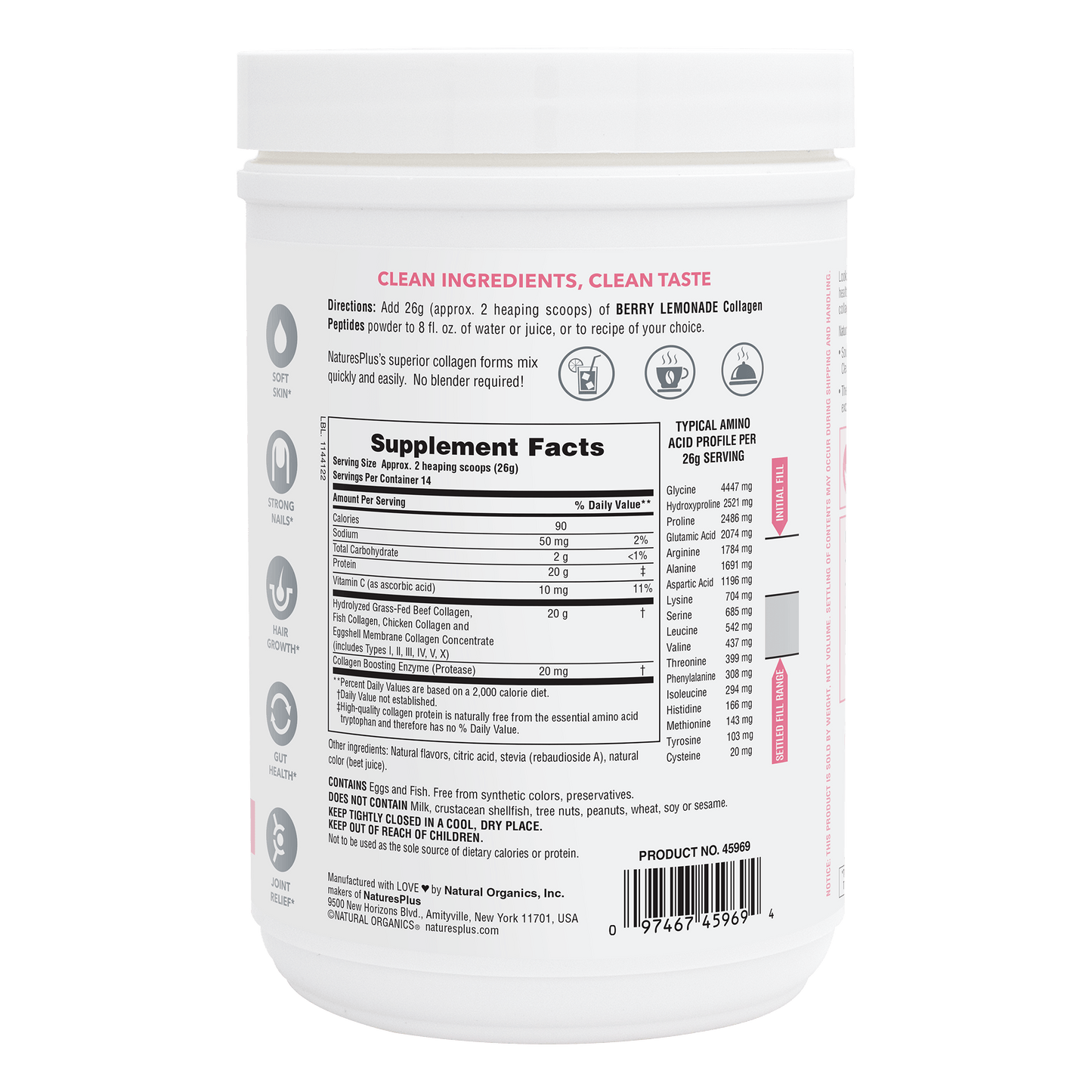 Collagen Peptides Berry Lemonade 364g by NaturesPlus®