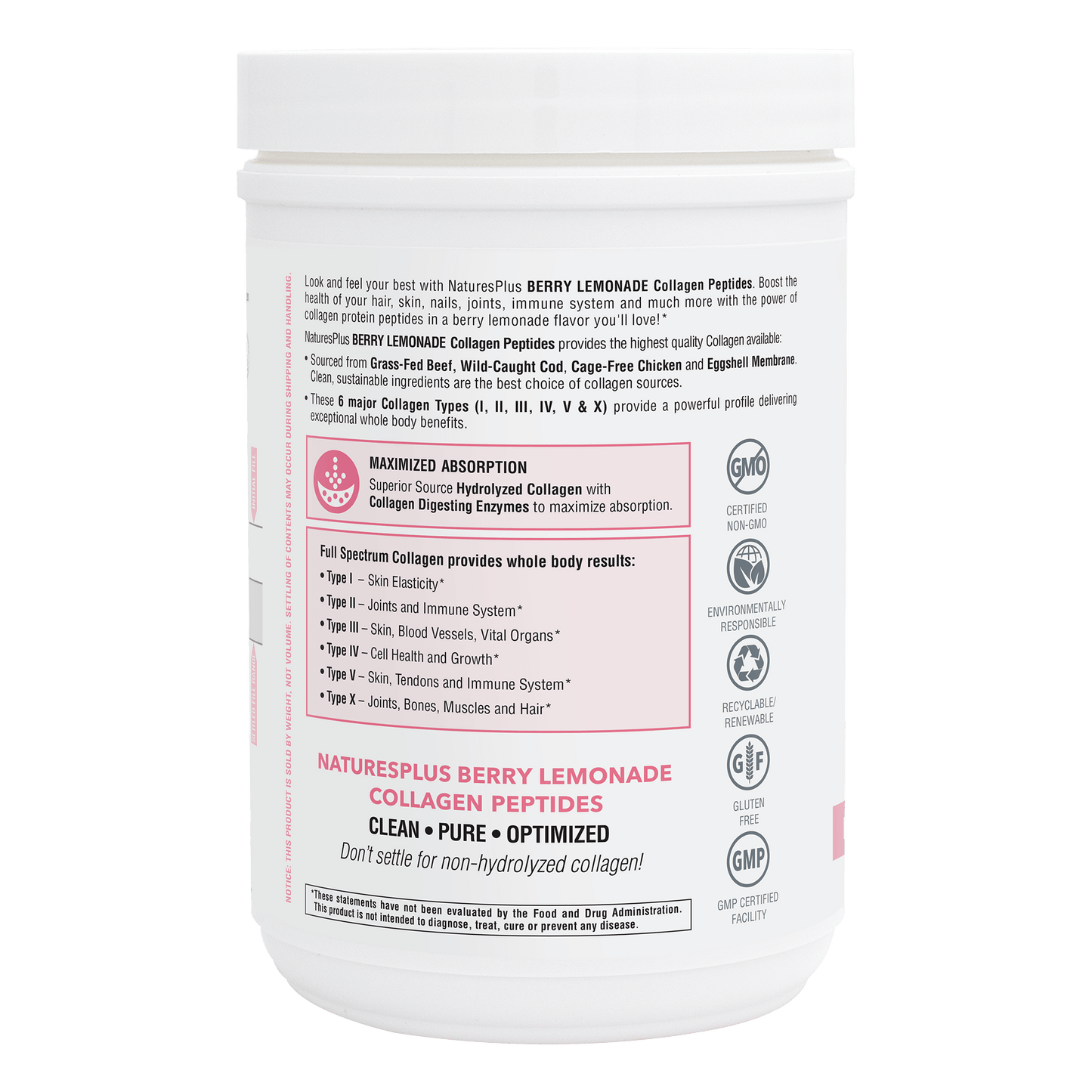 Collagen Peptides Berry Lemonade 364g by NaturesPlus®