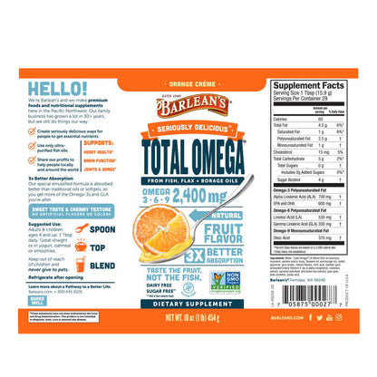 Total Omega® 3-6-9 Orange Crème 16oz by Barlean's